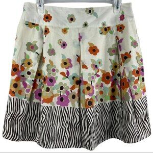 Studio JPR Cream Multicolor Floral Zebra Skirt 34x22.5 PXL NWT lined cotton
